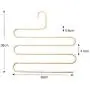 ZUEN 3 Pack Multi-Layer S-Style Trouser Hanger, Non Slip Pants Stainless Steel S-Shape 5 Layer Clothes Hangers Cascading for Space Saving Storage