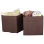 BASTUO 6 Storage Bins Foldable Non-Woven Fabric Boxes Storage Organizer Closet Basket Container for Shelf Brown