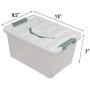 Saedy 14 Quart Latching Box, Great Funtionality Plastic Storage Bin with Lid, Clear Transparent Boxes with Handles