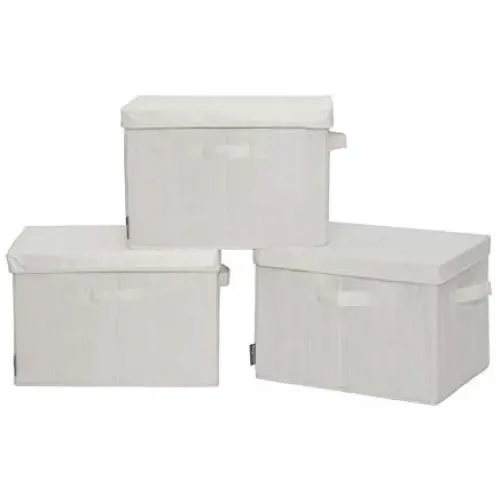 STORAGE MANIAC Canvas Storage Boxes with Lid, Folding Basket Organizer Bin, Bamboo Style, 3-Pack, Large STORAGE MANIAC Canvas Storage Boxes with Lid, Folding Basket Organizer Bin, Bamboo Style, 3-Pack, Large