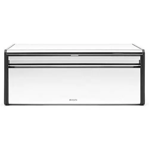 Brabantia Fall Front Bread Boxes - Brilliant Steel with Black Sides, 163463 Brabantia Fall Front Bread Boxes - Brilliant Steel with Black Sides, 163463