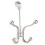 iDesign Axis Metal Over the Door Quad Hook Hanger for Coats, Jackets, Hats, Robes, Towels, Ideal for Bathroom, Bedroom, Mudroom, Satin Silver