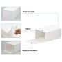 YueYue Foldable Fabric Shoe Storage Box,4 Pack Stackable Shoe Boxes Holder with Mesh Cloth Fabric Window White (13.3/8.85/5.9 Inch)