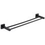 KTY Bathroom Double Towel Bar SUS 304 Stainless Steel Bath Wall Shelf Rack Hanging Towel Dual Hanger Contemporary Style, Black Finish