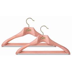 Woodlore Deluxe Contour Cedar Wooden Wide Shoulder Suit Hanger (2-Pack)