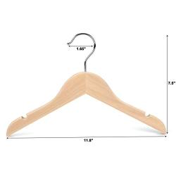 TOPIA HANGER Unfinished/Natural Kids Children Baby Wood Wooden Clothes Dress Shirt Hangers with No Painting - 360°Stronger Flexible Hook- Extra Smoothly Cut Notches, 10 Pack CT09N