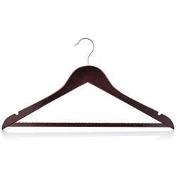 HANGERWORLD 10 Mahogany 17.7inch Wooden Notched Coat Clothes Garment Non Slip Inlaid Pants Bar Hangers