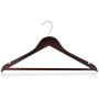 HANGERWORLD 10 Mahogany 17.7inch Wooden Notched Coat Clothes Garment Non Slip Inlaid Pants Bar Hangers