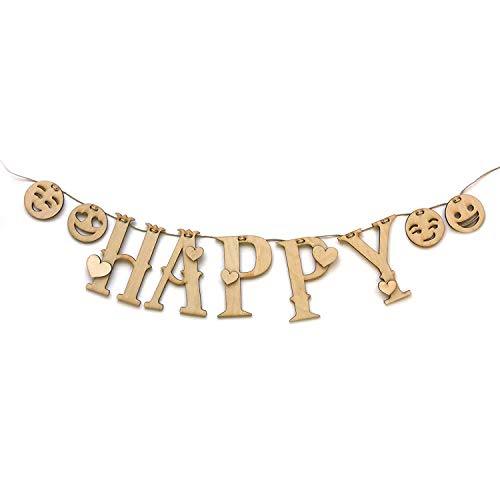 ADORNit, DIY Wood Swag Banner Hanger, Home Decoration - Happy