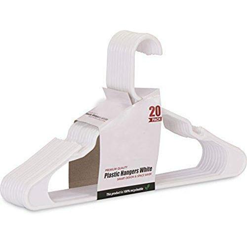 Plastic Hangers for Clothes Standard Pack of 20 White Space Saver Plastic Hangers for Clothes Standard Pack of 20 White Space Saver