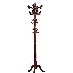 WZP Household Coat Rack Solid Wood Floor Bedroom Hanger Vertical European Clothes Rack Assembly Combination Hanger Simple Bedroom/Brown / Style1