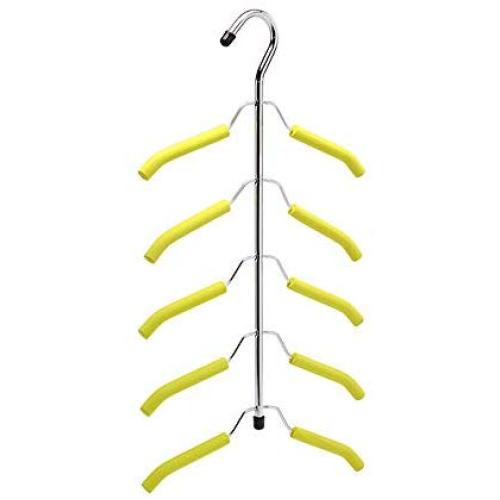 Teerwere Suit Hangers with Locking bar 2 Pack Clothes Hangers 5 in 1 Multi-Layer Wardrobe Clothes Rack Metal Space Saver Clothes Storage Clothes Rack for Jacket Suit Hanger (Color : Yellow)