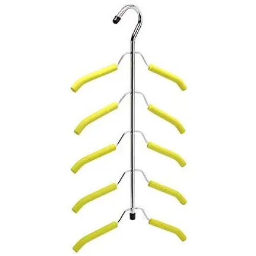Teerwere Suit Hangers with Locking bar 2 Pack Clothes Hangers 5 in 1 Multi-Layer Wardrobe Clothes Rack Metal Space Saver Clothes Storage Clothes Rack for Jacket Suit Hanger (Color : Yellow)