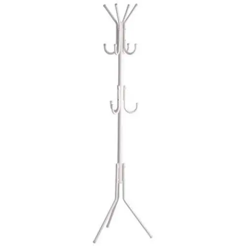 LANGRIA Standing Entryway Coat Rack Coat Tree Hat Hanger Holder 11 Hooks for Jacket Umbrella Tree Stand with Base Metal, White
