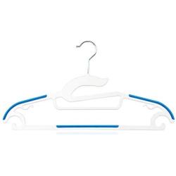 Nabowei Plastic Hangers 20 Pack Multifunctional Space Saving Plastic Hangers for Clothes, Slim & Heavy Duty with Non Slip Rubber Coating, 360° Swivel Hook, Blue, 20 Pack