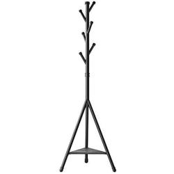 SONGMICS Coat Rack Stand with 6 Hooks and Storage Shelf, Urban Industrial Style, Corner Hall Tree Hanger for Entryway, Hallway, for Clothing, Hats, Bags, Black URCR26BC