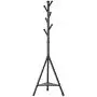 SONGMICS Coat Rack Stand with 6 Hooks and Storage Shelf, Urban Industrial Style, Corner Hall Tree Hanger for Entryway, Hallway, for Clothing, Hats, Bags, Black URCR26BC