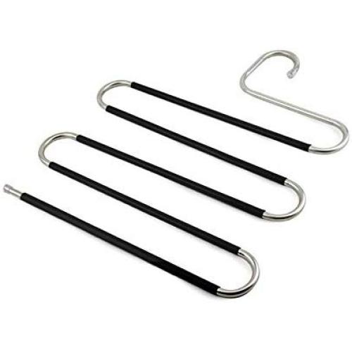 VIOLETY Pants Hanger Multi-Layer S-Style Non-Slip Stainless Steel Rack Space Saver for Jeans Clothes (1pack) VIOLETY Pants Hanger Multi-Layer S-Style Non-Slip Stainless Steel Rack Space Saver for Jeans Clothes (1pack)