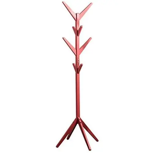 FCXBQ Solid Wood Coat Rack Stand Entryway Free Standing Hat Jacket Clothes Hanger Holder Hall Tree 4 Tier 8 Hooks H68.9,4 Colors Optional (Color : Red)