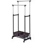 ReunionG Adjustable Double Garment Rack for Hanging Clothes Hanger Stand Organizer with Wheels, Drawers and Shelves (28&quotx17&quotx63")