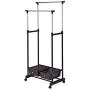 ReunionG Adjustable Double Garment Rack for Hanging Clothes Hanger Stand Organizer with Wheels, Drawers and Shelves (28&quotx17&quotx63")