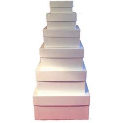 Nested Gift Boxes with Lids for Decorative Storage and Gifts, Pearl White, Set/6