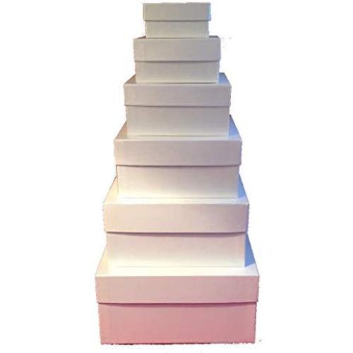 Nested Gift Boxes with Lids for Decorative Storage and Gifts, Pearl White, Set/6 Nested Gift Boxes with Lids for Decorative Storage and Gifts, Pearl White, Set/6