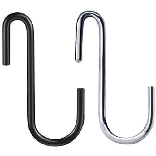 20 Pack S Shaped Hooks, Amoet Heavy Duty S Hooks Hanging Hangers Hooks for Kitchen, Bathroom, Bedroom, Garden and Office (10pcs Black+ 10pcs Silver) 20 Pack S Shaped Hooks, Amoet Heavy Duty S Hooks Hanging Hangers Hooks for Kitchen, Bathroom, Bedroom, Garden and Office (10pcs Black+ 10pcs Silver)