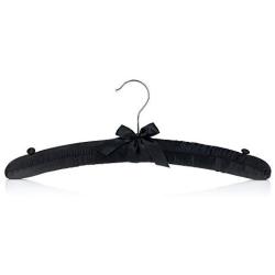 Hangerworld 6 Black 15inch Satin Padded Cushioned Top Coat Clothes Garment Hangers with Chrome Hook