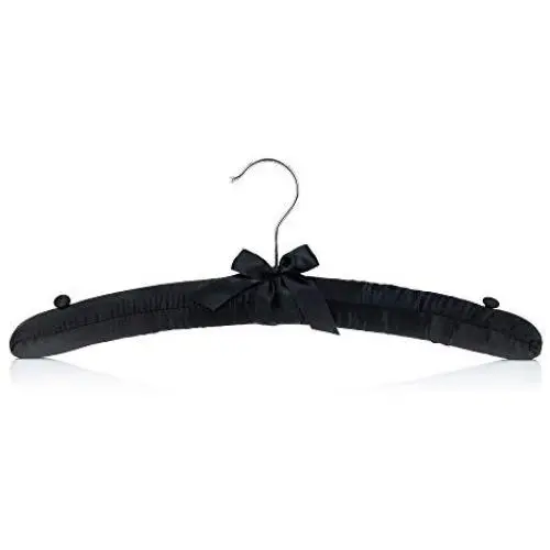 Hangerworld 6 Black 15inch Satin Padded Cushioned Top Coat Clothes Garment Hangers with Chrome Hook Hangerworld 6 Black 15inch Satin Padded Cushioned Top Coat Clothes Garment Hangers with Chrome Hook