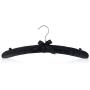 Hangerworld 6 Black 15inch Satin Padded Cushioned Top Coat Clothes Garment Hangers with Chrome Hook