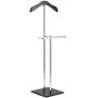 MyGift Brown Wood & Metal Suit Valet Floor Stand/Garment Organizer Rack/Coat & Pants Hanger