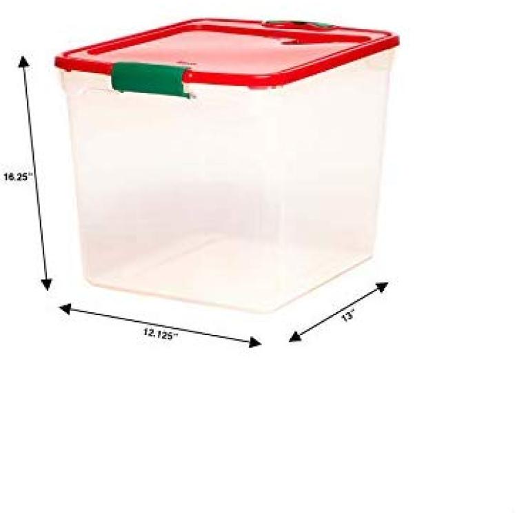 HOMZ 31 Quart Medium Latching Stackable Clear Plastic Holiday