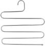 5pcs Stainless Steel Trousers Hanger,Multifunction Magic Clothes Closet Belt Holder Rack S-Type 5 Layers Saving Space Organizer Decoration