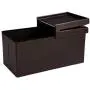 Cosy-store 30 Inches Folding Storage Ottoman Bench with Flipping Lid, Toy Boxes Storage Chest Footrest Padded Seat with Iron Frame Support for Bedroom and Living Room, Brown, 30x15x15