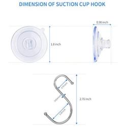 Suction Cups 1.8 Inches with Nano Double Sided Tape Window Suction Cups Suction Hooks for Home Bathroom Kitchen Wall (Transparency, 6Pack S Hook)