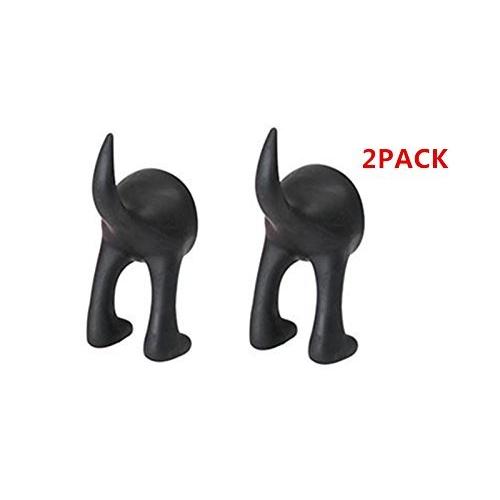 B?stis multi purpose rubber Dog Tail Pet Leash Rubber Hook Clothes Hanger 2PACK (Black)