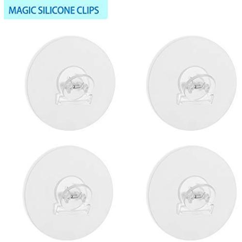 BABALA Heavy Duty Wall Hooks - Eco-Friendly Magic No-Glue Silicone Hooks Transparent Nail Free Wall Hangers Waterproof Reusable Strong Utility Hooks for Kitchen, Bathroom, Coat, Towel, Keys (Clips)