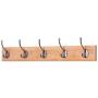 Wall Mounted Clothes Hanger Coat Rack Bamboo Robe Towel Keys Holder 5 Hooks 24inches Bamboo Natural