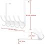 SKOLOO Over The Door Hook Rack, 5 Door Hanger Hooks for Clothes Towels Coat, Over The Door Coat Rack (2 Pack, White)