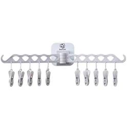 LALANG Folding Portable Clip Drip Hangers for Baby Clothes Socks Laundry Drying Space Saving Travel Plastic 10 Clips (Gray)