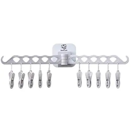 LALANG Folding Portable Clip Drip Hangers for Baby Clothes Socks Laundry Drying Space Saving Travel Plastic 10 Clips (Gray)