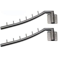 Vaorwne 2 Pack Stainless Steel Clothes Hanger with Swing Arm Holder Clothing Hanging System Duty Drying Rack Wall Mount, Wall Hangers for Clothes,Brushed