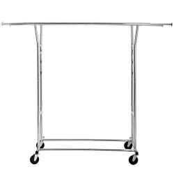 AyaMastro Adjustable Rolling Garment Rack Double Rail Cloth Hanger w/Extensible Rod with Ebook