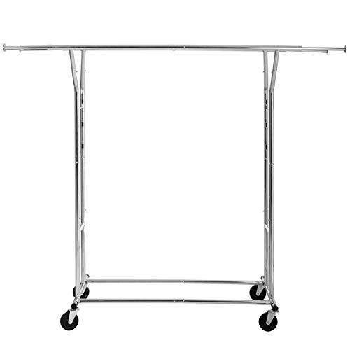 AyaMastro Adjustable Rolling Garment Rack Double Rail Cloth Hanger w/Extensible Rod with Ebook