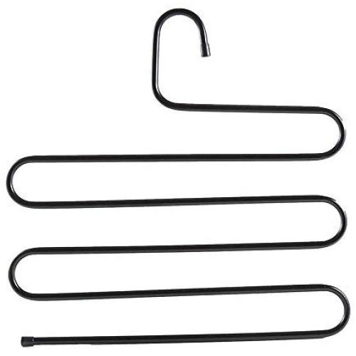 XUROM Hanger Pack of 4 Clothes Pants Hangers 5 Layers Iron Pant Slack Hangers Closet Storage Organizer for Pants Jeans Scarf Hanging Space Saving Hangers for Dresses Trousers