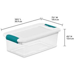 Sterilite 14928012 6 quart/5.7 L Latching Boxes with Clear Base, White Lid and Colored Latches, 12-Pack