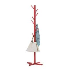 TD Solid Wood Simple Landing Coat Rack Simple Hanger Fashion Clothes Rack Living Room Storage Bag Rack (Size : Red)