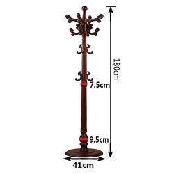 WZP Household Coat Rack Solid Wood Floor Bedroom Hanger Vertical European Clothes Rack Assembly Combination Hanger Simple Bedroom/Brown / Style1