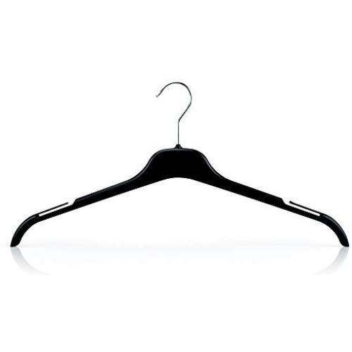 HANGERWORLD 20 Black 18.5inch Plastic Notched Coat Clothes Garment Top Hangers Metal Swivel Hook